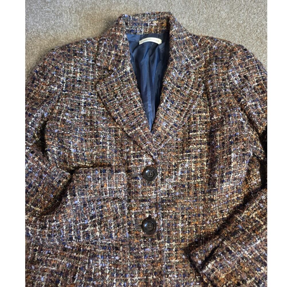 Vintage coldwater creek tweed brown blazer 2 button 2000s academia 8P